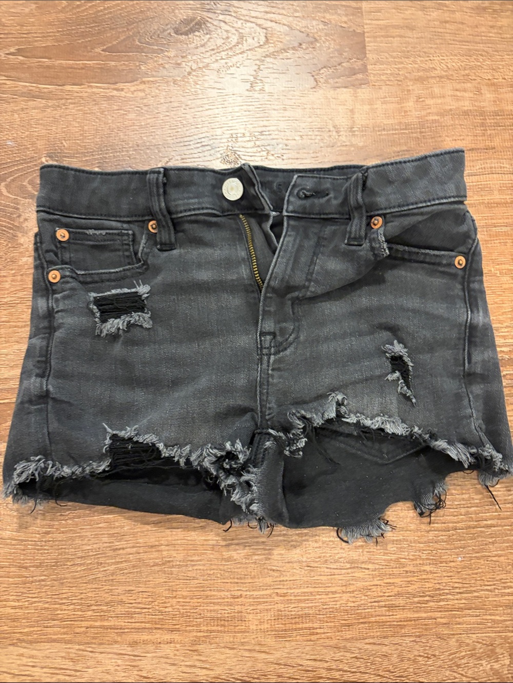 American Eagle Outfitters Black Distressed Denim Cutoff Shorts